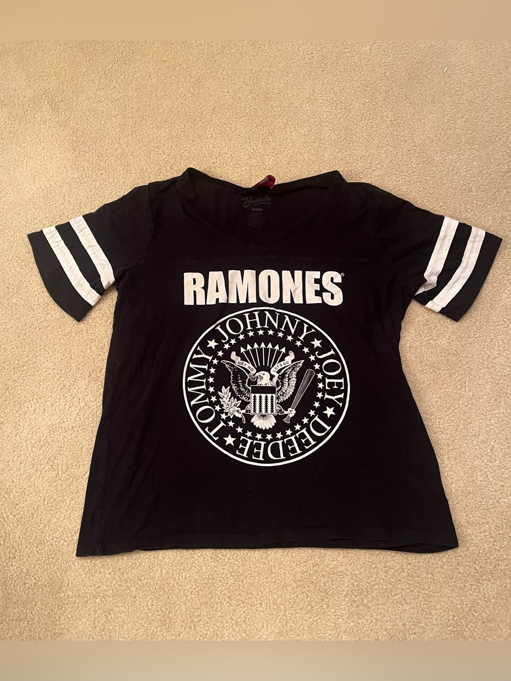 Ramones women’s L jersey/ t-shirt. Black and white presidential eagle seal